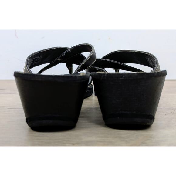 Airwalk Petey Sandal 8.5 Black Wedge Thong Silver Studded Comfort Padded Classic - Picture 8 of 12